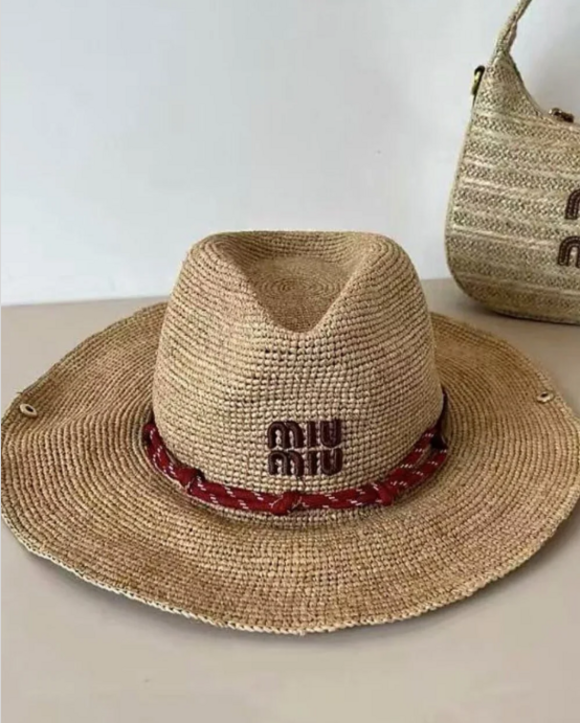 Miu Miu Accessories - Miu Miu Summer Straw Hat Embroidered Logo